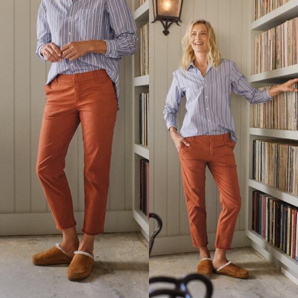 Frank & Eileen Wicklow Italian Chino Pants in‎ Rust Size 2 Minimalist Casual - Picture 1 of 6